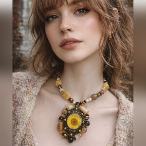 Vintage‎ Pressed Flower necklace